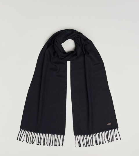 Eton Twill Merino Wool Scarf Navy Blue