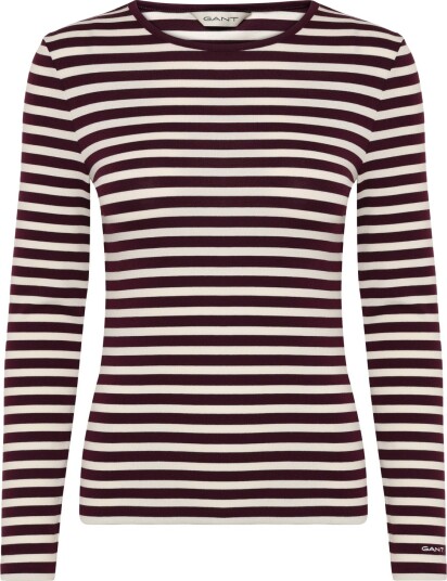 Gant Slim Striped Ls T Shirt Burgundy S