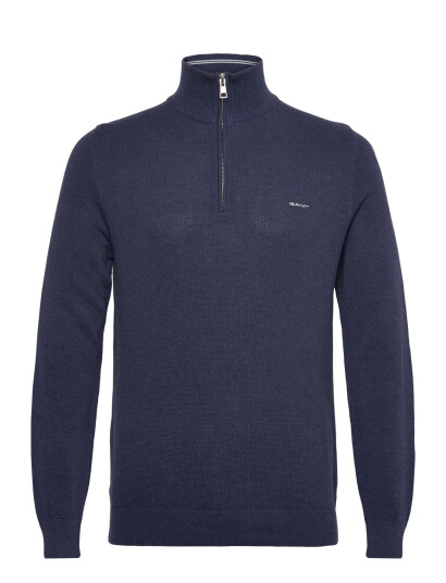 GANT Cotton Pique Half Zip - Navy - L