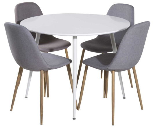 Venture Design Plaza & Polar spisegruppe Hvit/grå 4 st stoler & bord 100 cm