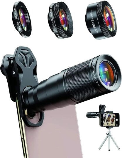 APEXEL 6-i-1 linsekit for mobil – 22x telelinse, fisheye, vidvinkel og makro