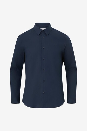 Calvin Klein - Skjorte LS Solid Stretch Slim - Blå