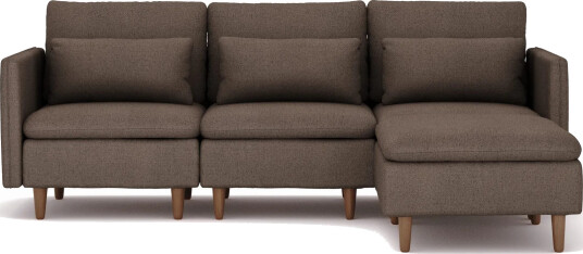 Lovis 3 seters sofa med vendbar sjeselong i stoff Brun Lovis 3 seters sofa med vendbar sjeselong i stoff Brun