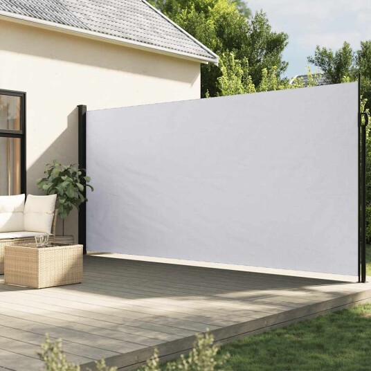  Uttrekkbar sidemarkise hvit 200x600 cm 4004556