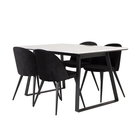 Venture Home Spisegruppe Venture Home Estelle 140 med 4 Valentina Stoler Fløyel GR14004