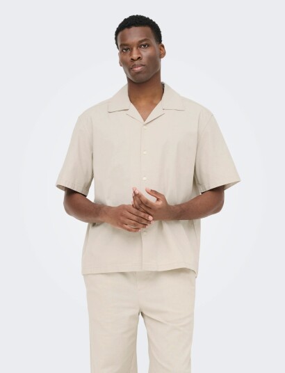 ONLY & SONS Onsreid Reg 0571 Resort Shirt Vd Beige XS