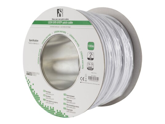 Deltaco 100m Cat6 U/UTP Kabel Halogenfri Hvit