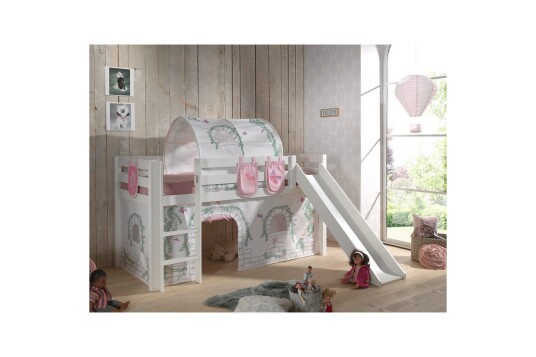 Middelseng med gardin Pino Birdy Hvit Hvit Med sklie Birdy 3 Hvit Hvit Med sklie Birdy 3