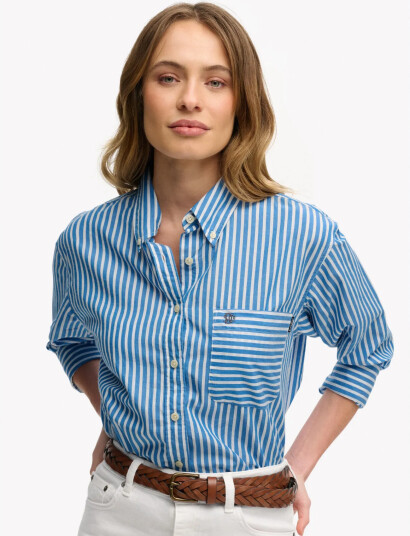 Superdry Poplin Relaxed L/S Shirt   Blue   10