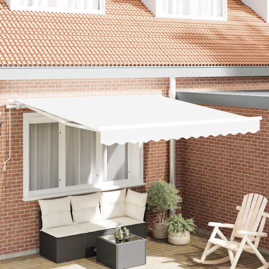Manuell Uttrekkbar Markise Hvit 350x250 cm Manuell Uttrekkbar Markise Hvit 350x250 cm