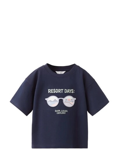 Mango Printed Cotton Blend T Shirt Navy 18 24M Mango Printed Cotton Blend T Shirt Navy 18 24M