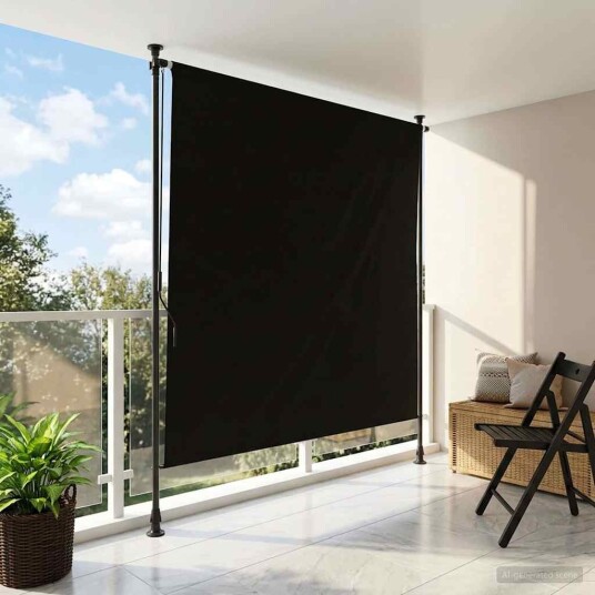 vidaXL Utendørs Rullegardin Svart 120 x 270 cm