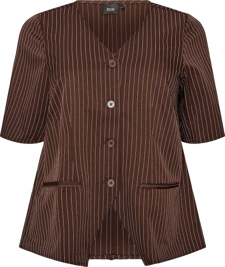 Zizzi Mpatty Kortermet Bluse i Brun for Dame