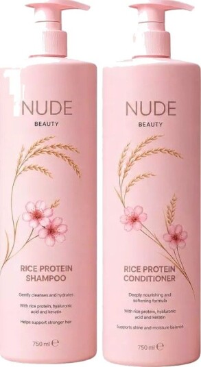 Nude Beauty Bundle Rice Protein Shampoo 750 ml & Conditioner 750 ml