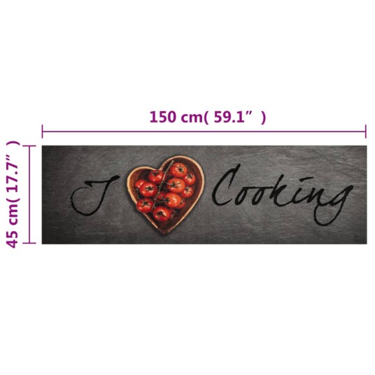 Kjøkkenteppe vaskbar Cooking tekst 45x150 cm fløyel 8721012918931