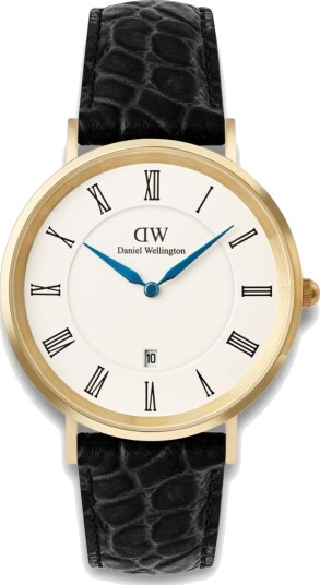 Daniel Wellington DW Watch Classic Roman Numerals Date Black Croc Belly Gold 40mm Daniel Wellington DW Watch Classic Roman Numerals Date Black Croc Belly Gold 40mm