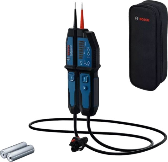 Bosch Spenningstester Gvt 1000-15 Professional 1000 v Ac/Dc, IP65, LED, Vibrasjons- Og Lydsignal, 125 cm Kabel, Med Oppbevaringsveske