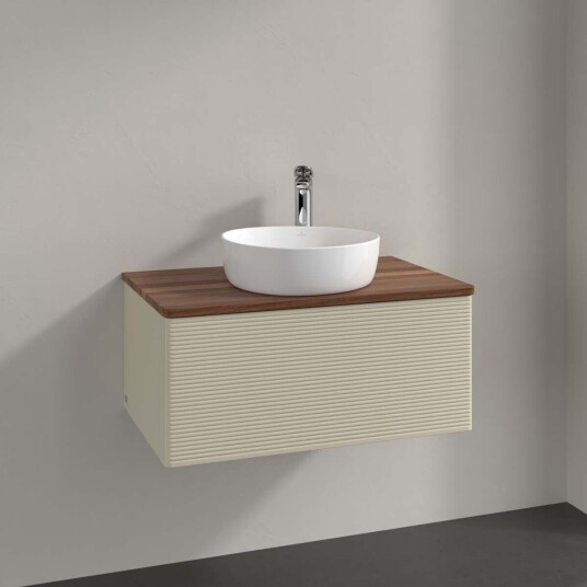 Villeroy & Boch  Antao Servantskap med 1 skuff 80x50x36 cm m/lys Grå Matt/Valnøtt