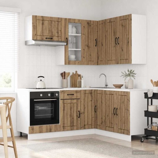 vidaXL Kjøkken enhet LUCCA 8 pcs Artisan eik Konstruert tre
