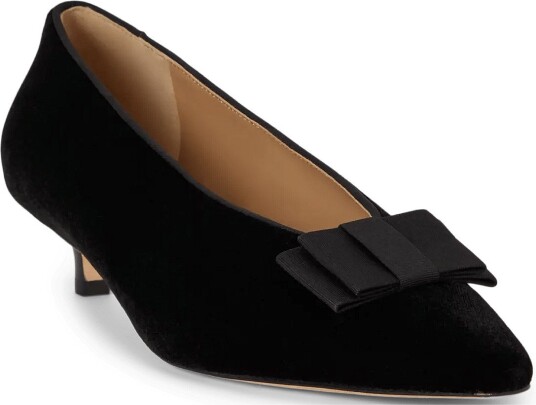 Lauren Ralph Lauren Francesca Bow-Trim Velvet Pump - BLACK/BLACK - 38
