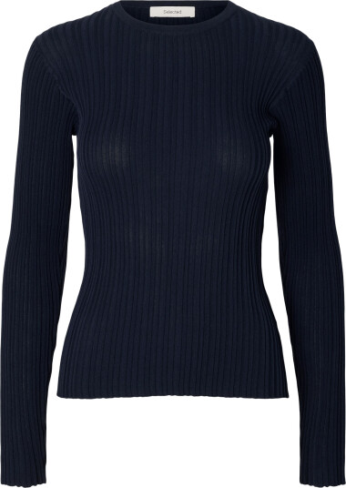 Selected Slwtoledo Ls Knit Structure O Neck Navy XS