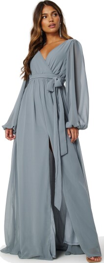 Goddiva Long Sleeve Chiffon Dress