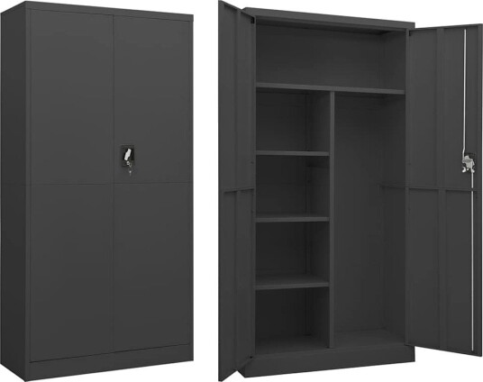 Oppbevaringsskap antrasitt 90x40x180 cm stål Antrasittgrå