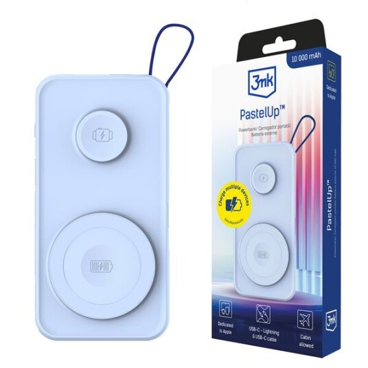 3Mk Pastelup 10000Mah 22,5W Usb 1A1c Blå (5903108583237)