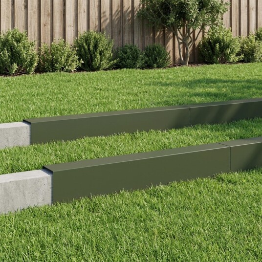 vidaXL Kantprofil til hage 10 stk. 100 x 20 x 15 cm Stål Olivengrønn