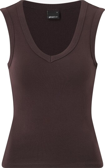 Gina Tricot Undertøystopp Tight V neck Rib Tank Brun