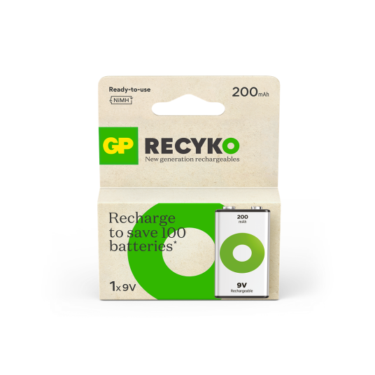 GP Batteri Recyko NiMH 9V 200mAh 1-Pakning