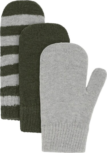 Minymo Magic Mittens Knit 3 Pack Khaki green 3 6Y