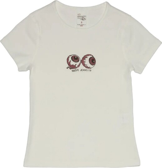Nudie Jeans Eve T Shirt Eyeballs Offwhite White X S