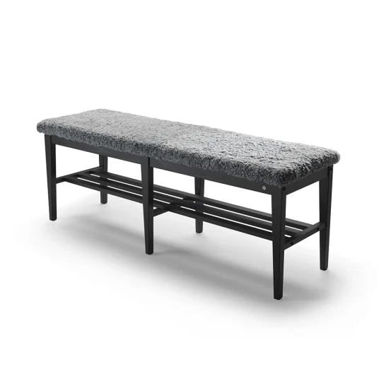 Oscarssons Möbel Nadja Bench 130 cm Svartbeiset ask/safeskinn Lys grå Oscarssons Möbel Nadja Bench 130 cm Svartbeiset ask/safeskinn Lys grå
