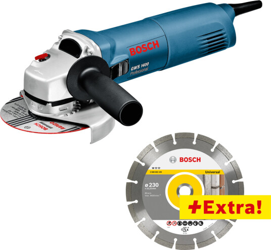 BOSCH VINKELSLIPER GWS 1400 M/DIAMANTSKIVE 1400W BOSCH VINKELSLIPER GWS 1400 M/DIAMANTSKIVE 1400W