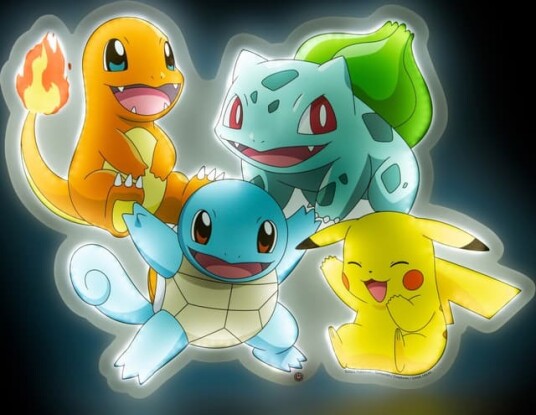 Teknofun Pokémon Starters Group Neon Vegglampe