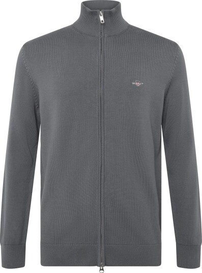 Gant Cotton Knit Zip Cardigan Grey XXXL