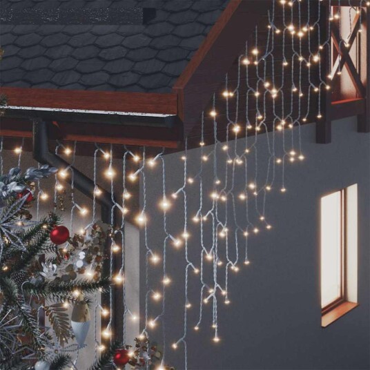 vidaXL LED-lysgardin med istapper 10 m 400 LED varmhvit 8 funksjoner