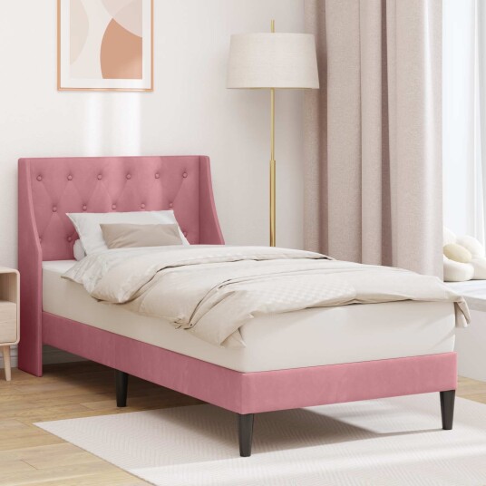 Sengestamme med hodegjerde Rosa 100 x 200 cm Fløyel