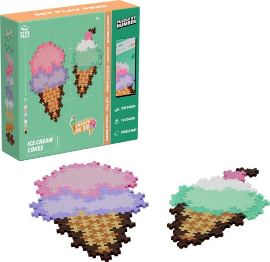 Plus Plus Plus-Plus Byggesett – Puzzle By Number 250 Deler – Ice Cream Cones