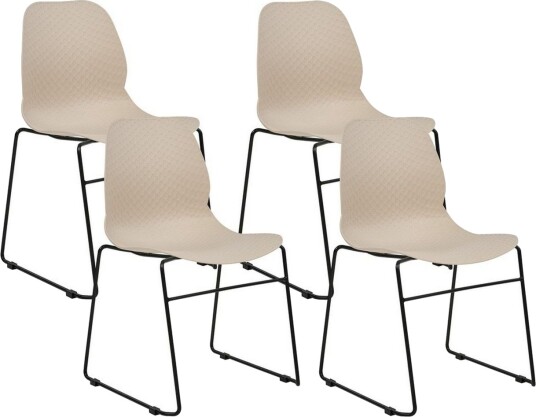 Sett med 4 spisestoler Panora - Beige, svart