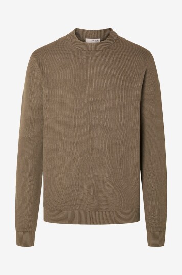 Selected Homme Genser Slhdane LS Knit Structure Crew Neck Brun