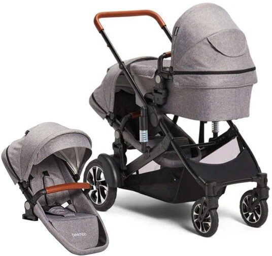 Beemoo Maxi 4 Twin Søskenvogn Inkl. Søskensete Grey Melange/Black