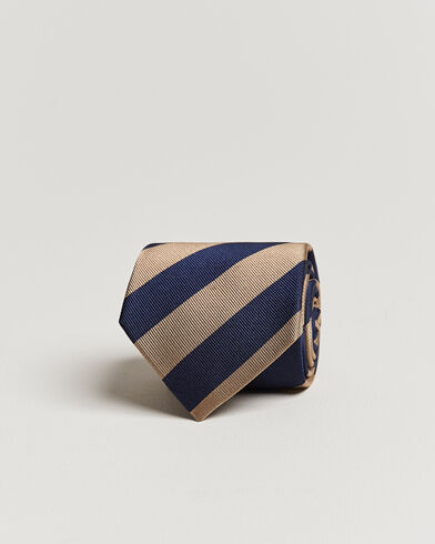 Amanda Christensen Regemental Stripe Classic Tie 8 cm Sand/Navy