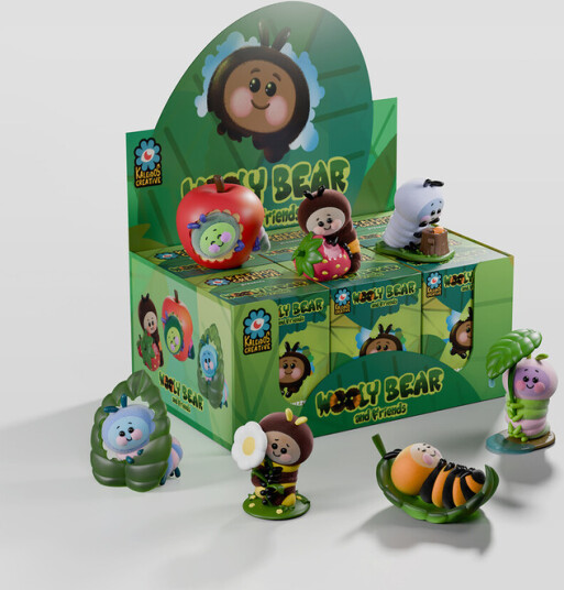Kaleidos Wooly Bear and Friends Vinyl: Blind Box Series 1 with 6Piece PDQ