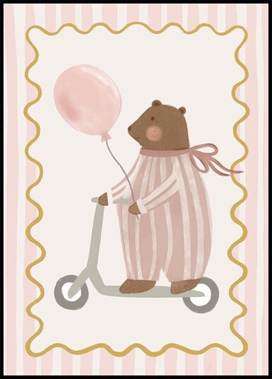 Bear with Pink Balloon Plakat Plakat / 40x50cm Bear with Pink Balloon Plakat Plakat / 40x50cm