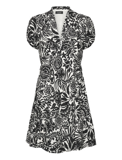 Lauren Ralph Lauren Floral Crepe Short-Sleeve Dress - Black - 38