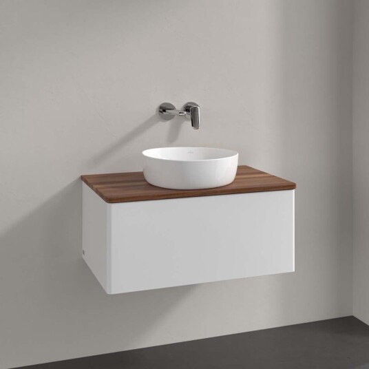 Villeroy & Boch Antao Servantskap med 1 skuff 80x50x36 cm m/lys Hvit Blank/Valnøtt Villeroy & Boch Antao Servantskap med 1 skuff 80x50x36 cm m/lys Hvit Blank/Valnøtt