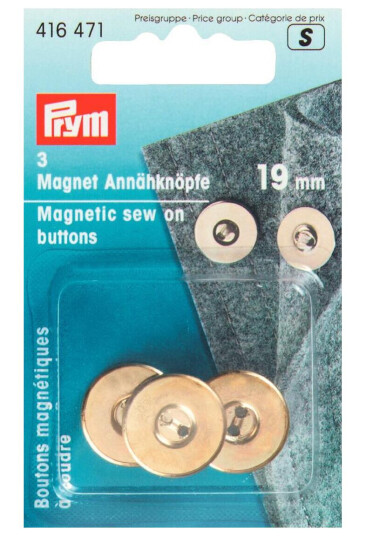 Magnetknapp 3 stk 19 mm Gull Sy på