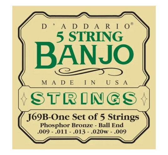 D'Addario EJ69B Light 5 str. Banjo Ball End.